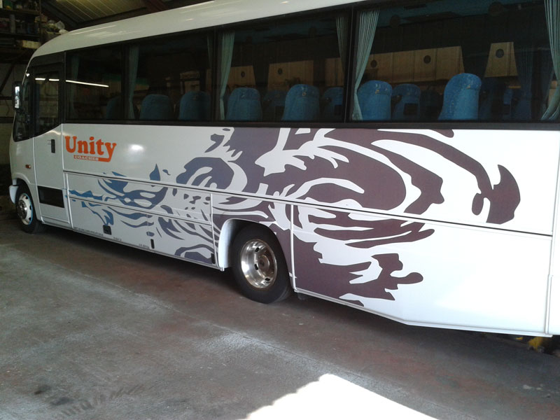 Coach livery and bus graphics all designed, produced and fitted in Retford near Lincolnshire