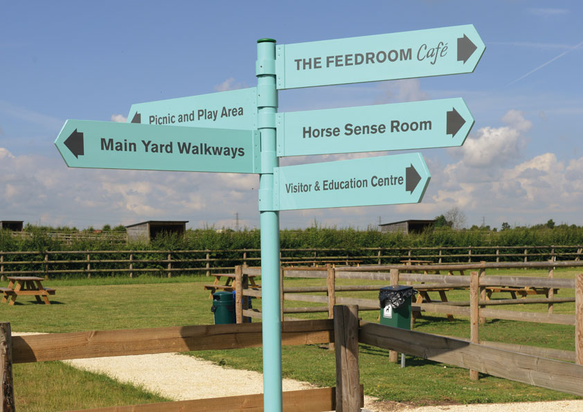 Finger posts and directional sign posts, designed, manufactured and installed by Burgess Design and Print, Retford, Nottinghamshire