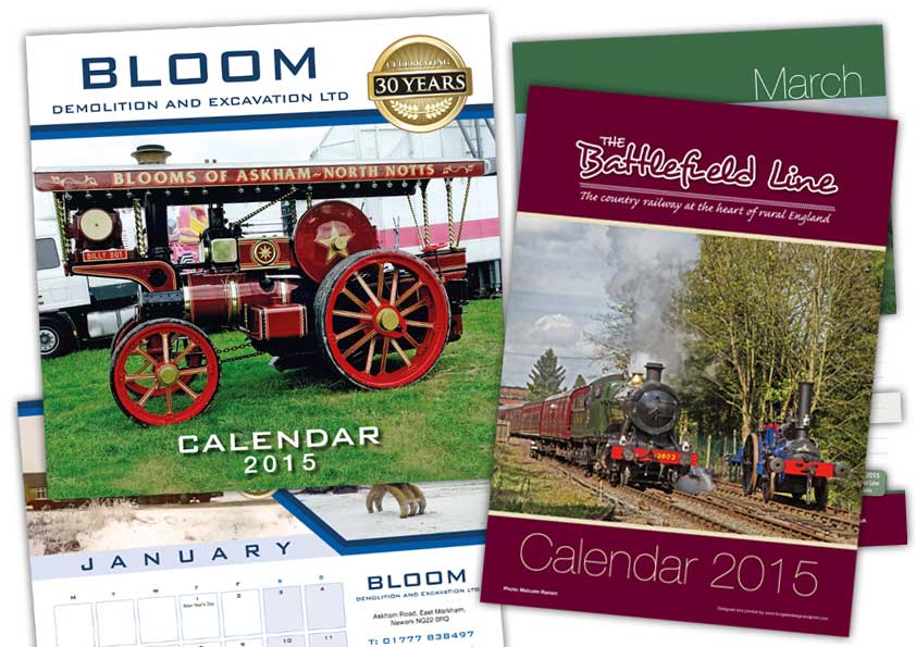 Bespoke and personalised calendars and company wall planners designed and printed in Nottinghamshire and Lincolnshire