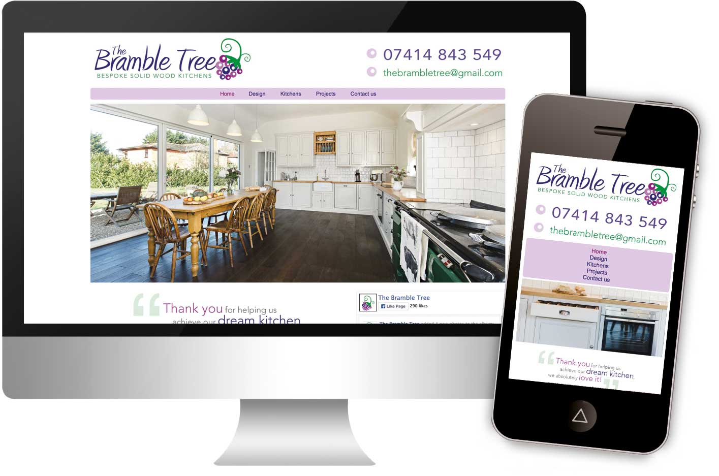 Bramble Tree Kitchens website, launched in April 2016, responsive web design.