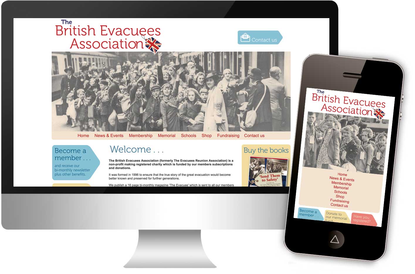 Evacuee website, launched in 2015, responsive web design.