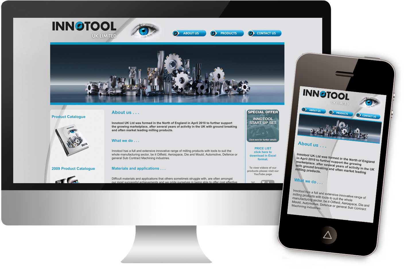 Innotool Uk Limited website, launched in January 2016, responsive web design.