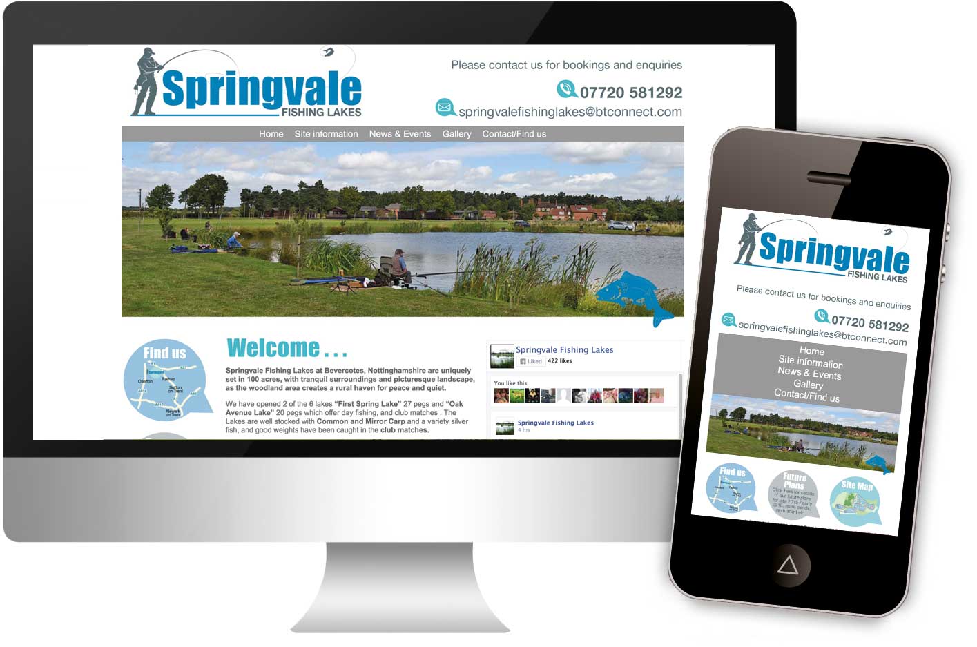 Springvale Fishing Lakes, responsive website design.